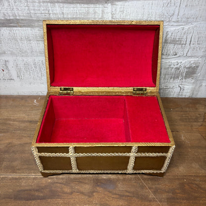 Vintage Wooden Silk Top Jewelry Box