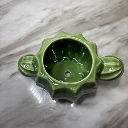 Glossy Green Cactus Ceramic Planter