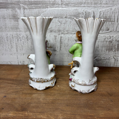 Vintage Ucagco China PorcelainBoy & Girl Flower Vase