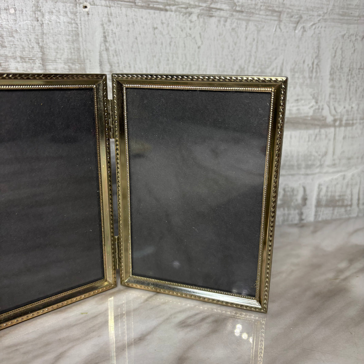 Mid Century Bi-Fold Gold Picture Frame