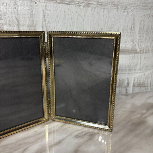 Mid Century Bi-Fold Gold Picture Frame