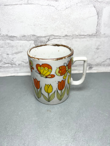 Vintage Mid Century Tulip Butterfly Mug