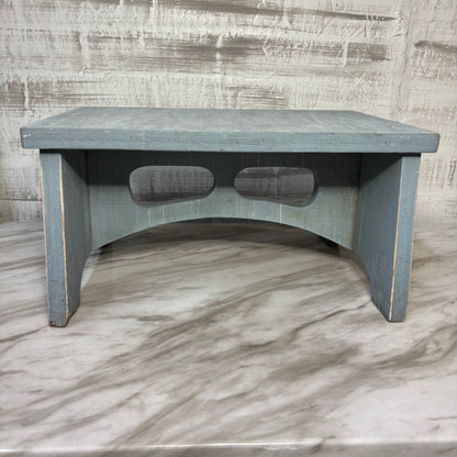 Vintage Primitive Wooden Blue/ Gray Step Stool