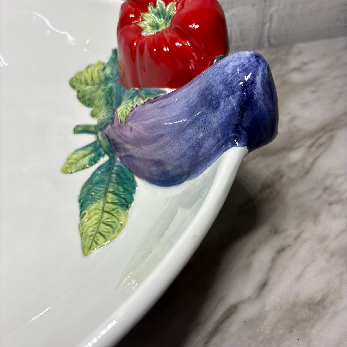 Vintage 3D Vegetable Ceramic Tre Art Made In Italy Serving Bowl