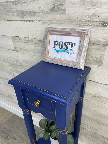 Navy Blue End Table/ Nightstand/ Plant Stand