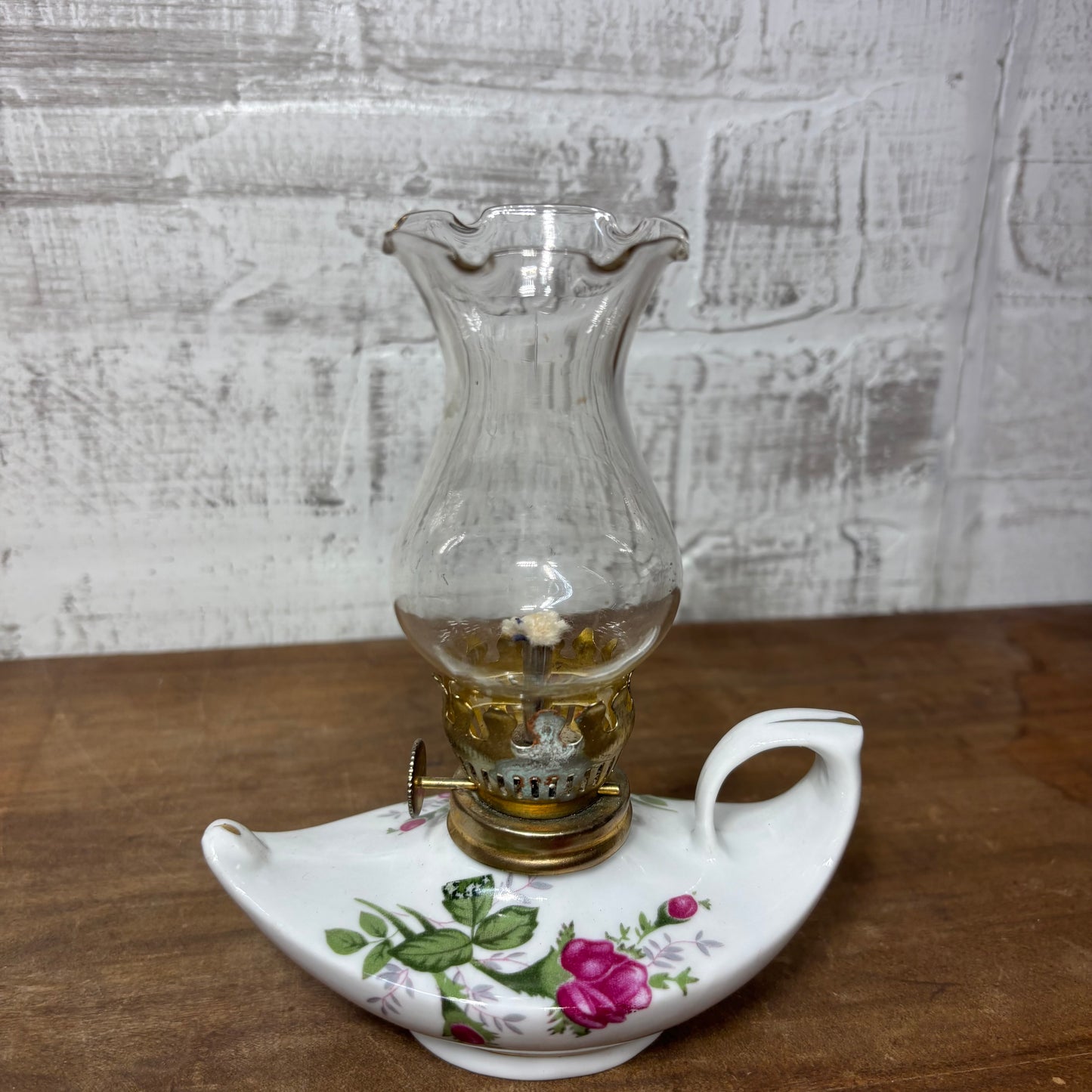 Vintage Porcelain Miniature Aladdin Style Oil Lamp