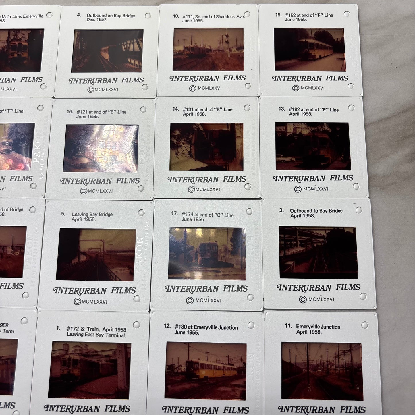 Vintage Boxed Set of 20 35mm “The Bay Area’s Key System” Interurban Film Slides