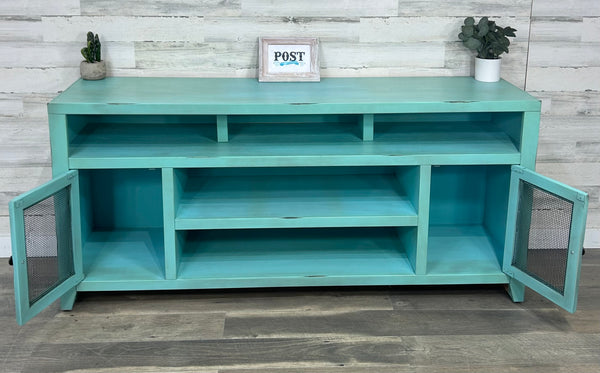 Large Rustic Teal Tv Stand