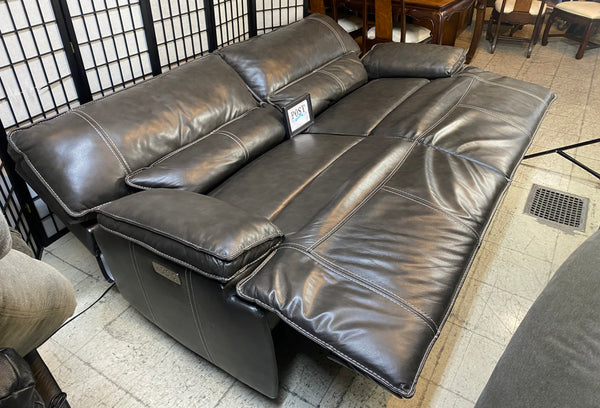 Gray Leather Power Reclining Couch