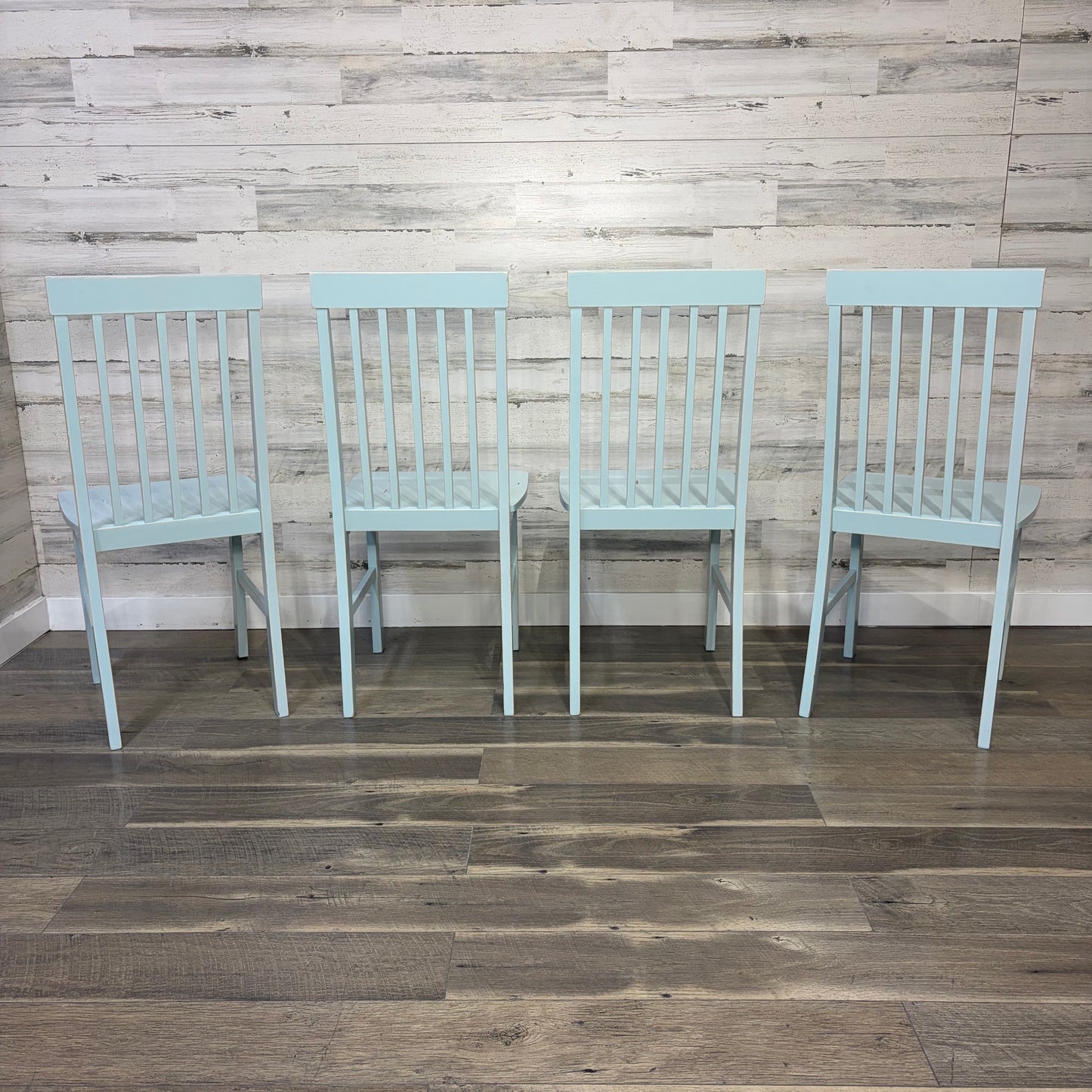 Set Of 4 Light Blue Dining Chairs