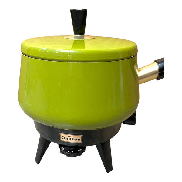 Vintage Chilton Electric Fondue Pot Cooker w/ Temp Control Avocado Green Made In USA