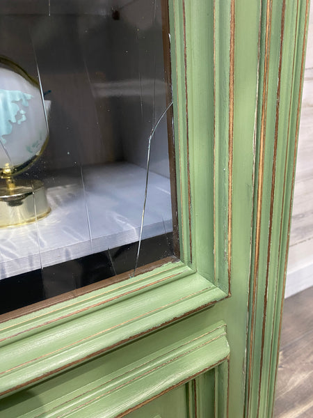 Antique Green Cabinet Hutch