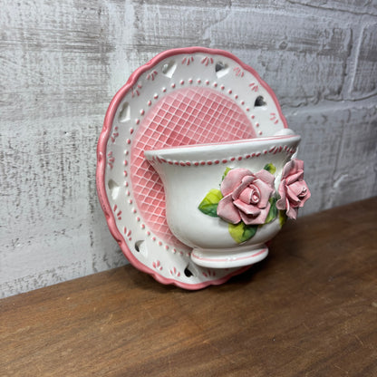 Blush Rose Teacup & Saucer Wall Decor