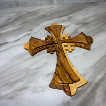 Handcrafted Olive Wood Jerusalem Cross
