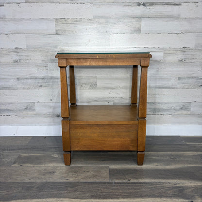 Vintage Rway French Regency End Table W/ Glass Top