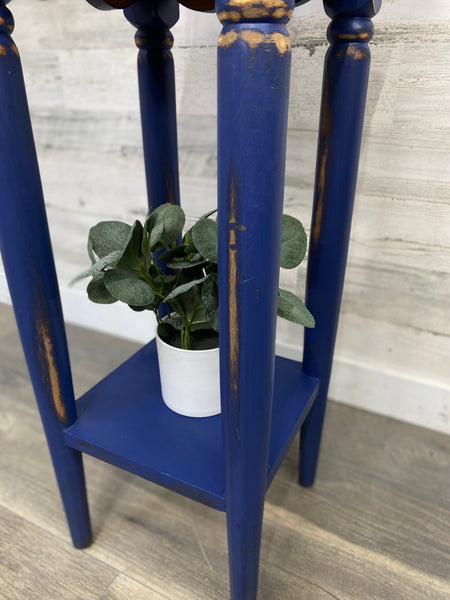 Navy Blue End Table/ Nightstand/ Plant Stand