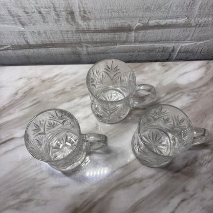 Vintage Paul Sebastian Clear Glass Mugs with Starburst Design