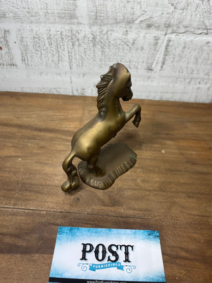 Vintage Solid Brass Rearing Horse Figurine