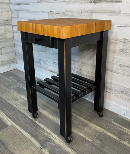Black Butcher Block Kitchen Cart Island