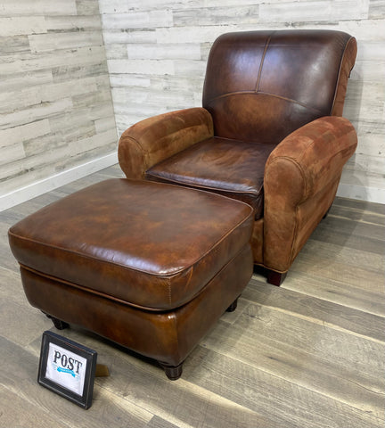 Rustic Leather Chair & Ottoman