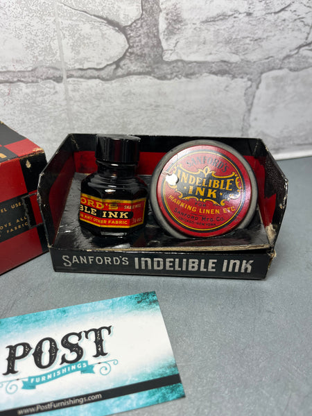 Antique No. 440 Indelible Sanford Ink Bottle In Original Box