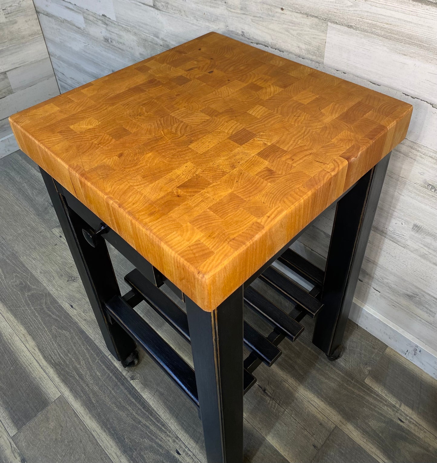 Black Butcher Block Kitchen Cart Island