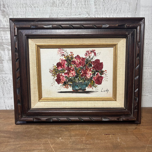 Vintage 3D Floral Oil Original Framed Painting