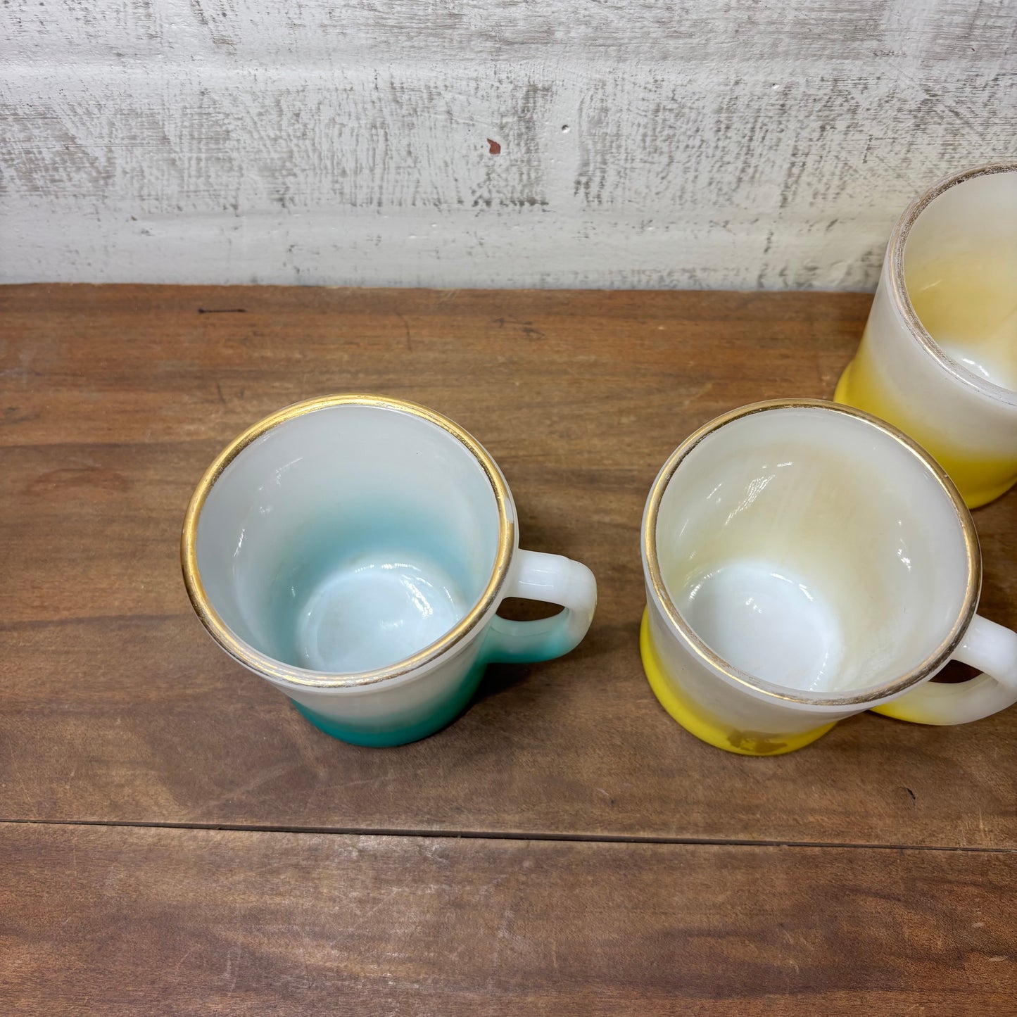 Vintage Fire King Milk Glass Ombre Anchor Hocking Mugs Set Of 4