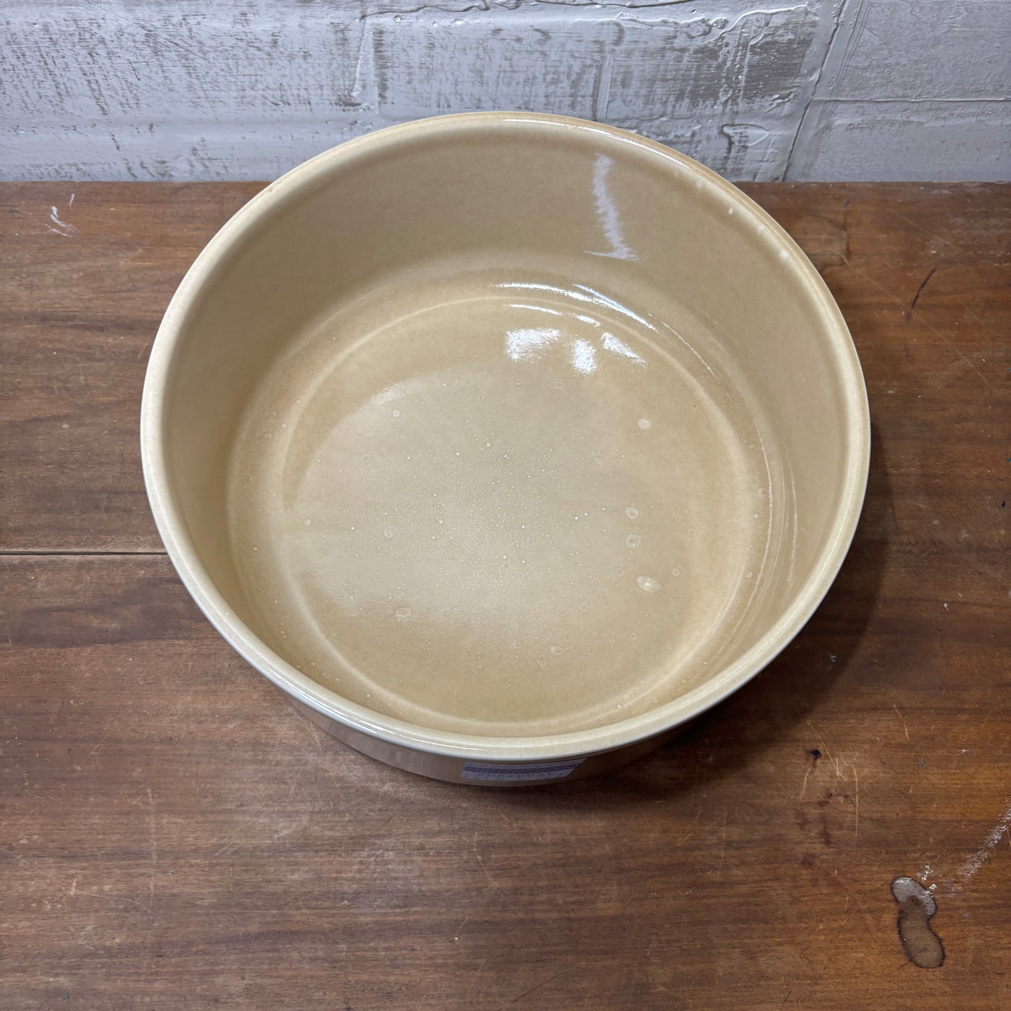 Large Beige Stoneware Bowl Made In Portugal