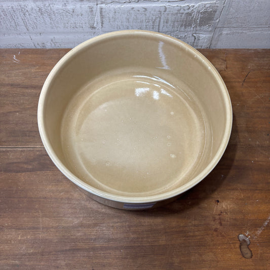 Large Beige Stoneware Bowl Made In Portugal