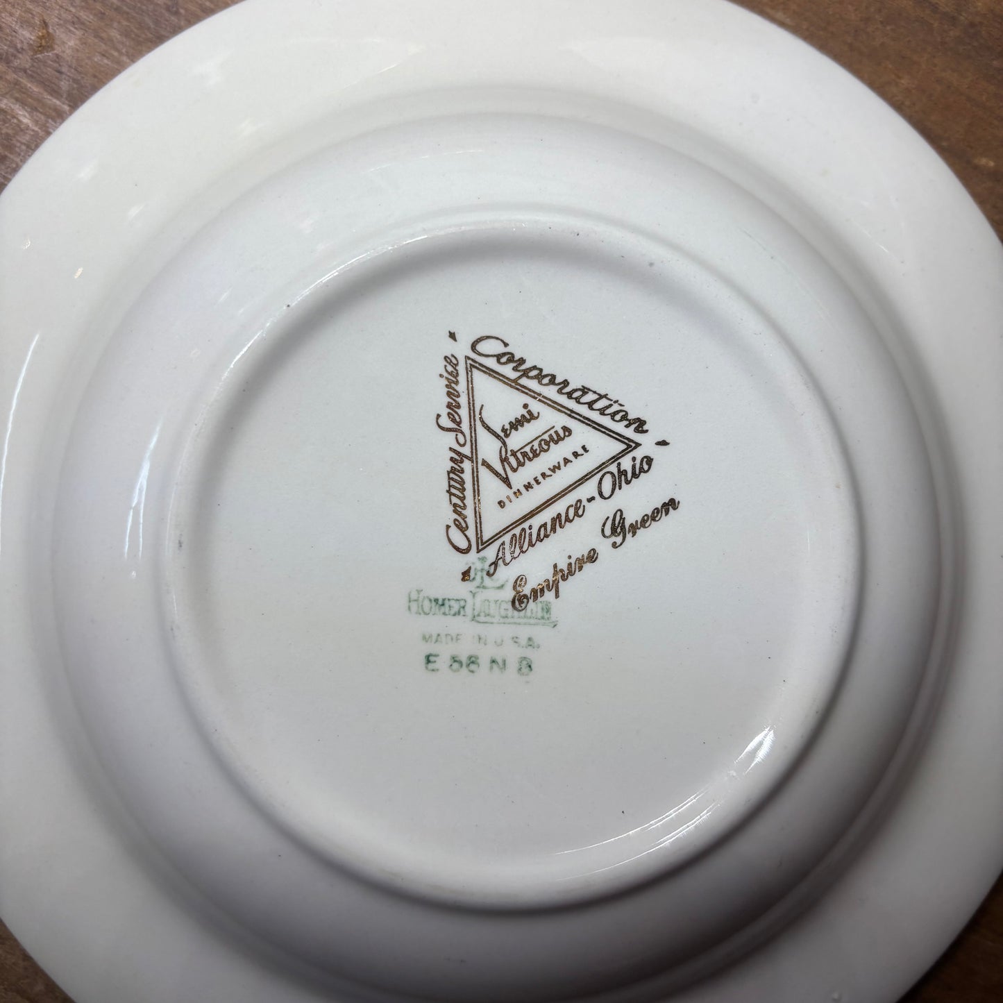 Vintage Homer Laughlin Century Green Plate/ Salad Bowl Set