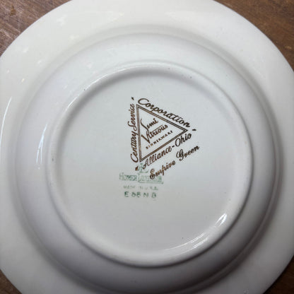 Vintage Homer Laughlin Century Green Plate/ Salad Bowl Set