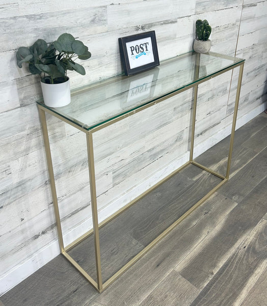 Gold Modern Glass Entryway/ Sofa Table