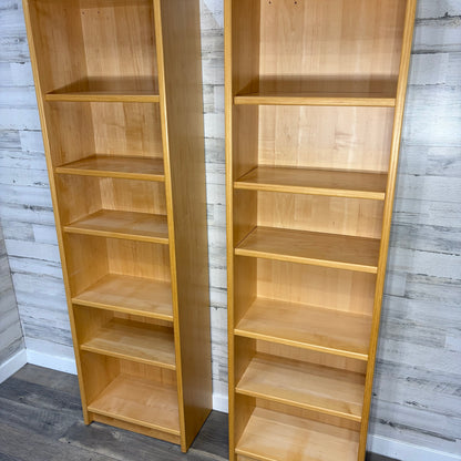 Set Of 2 Mid Century Danish Blonde Wood Bookshelves