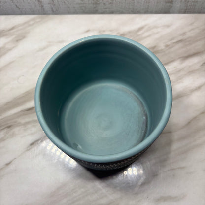 Etched Leaf Pattern Ceramic Plant Pot