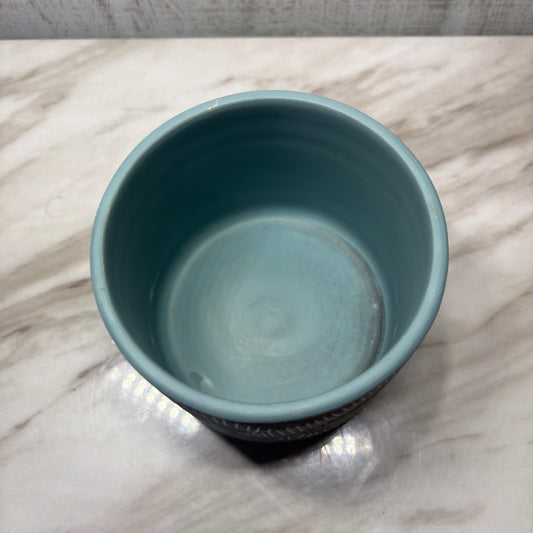 Etched Leaf Pattern Ceramic Plant Pot