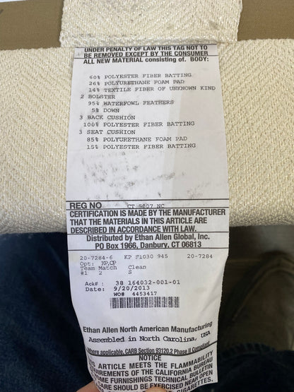 Ethan Allen Cream White Couch