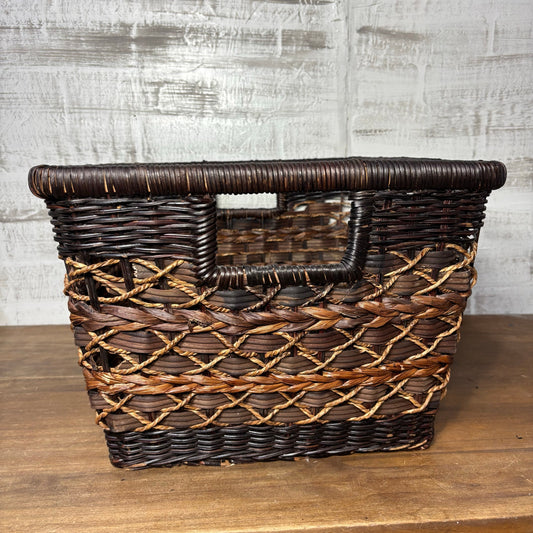 Large Dark Wicker Rattan Basket