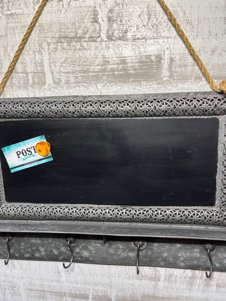 Hanging Galvanized Metal Chalkboard With Hooks