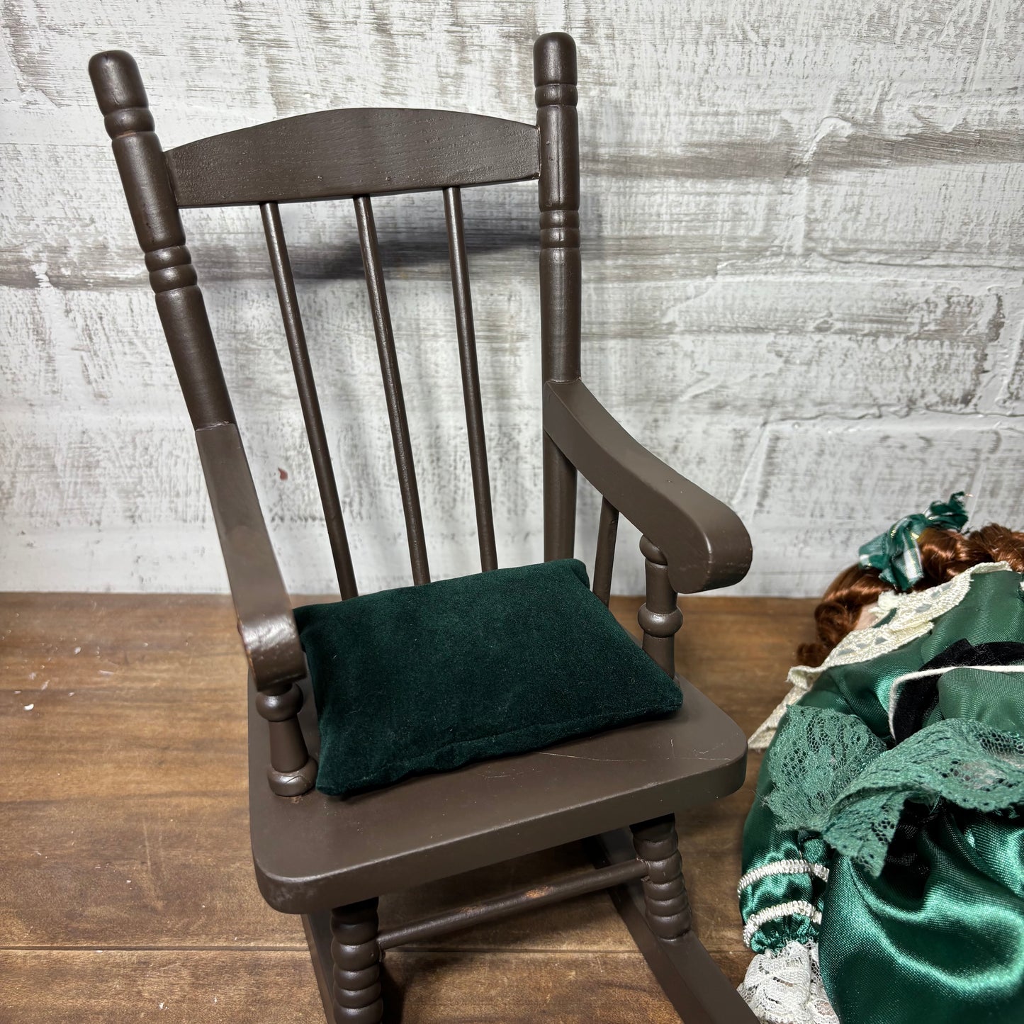 Vintage Paradise Galleries Victorian Porcelain Musical Doll On Rocking Chair