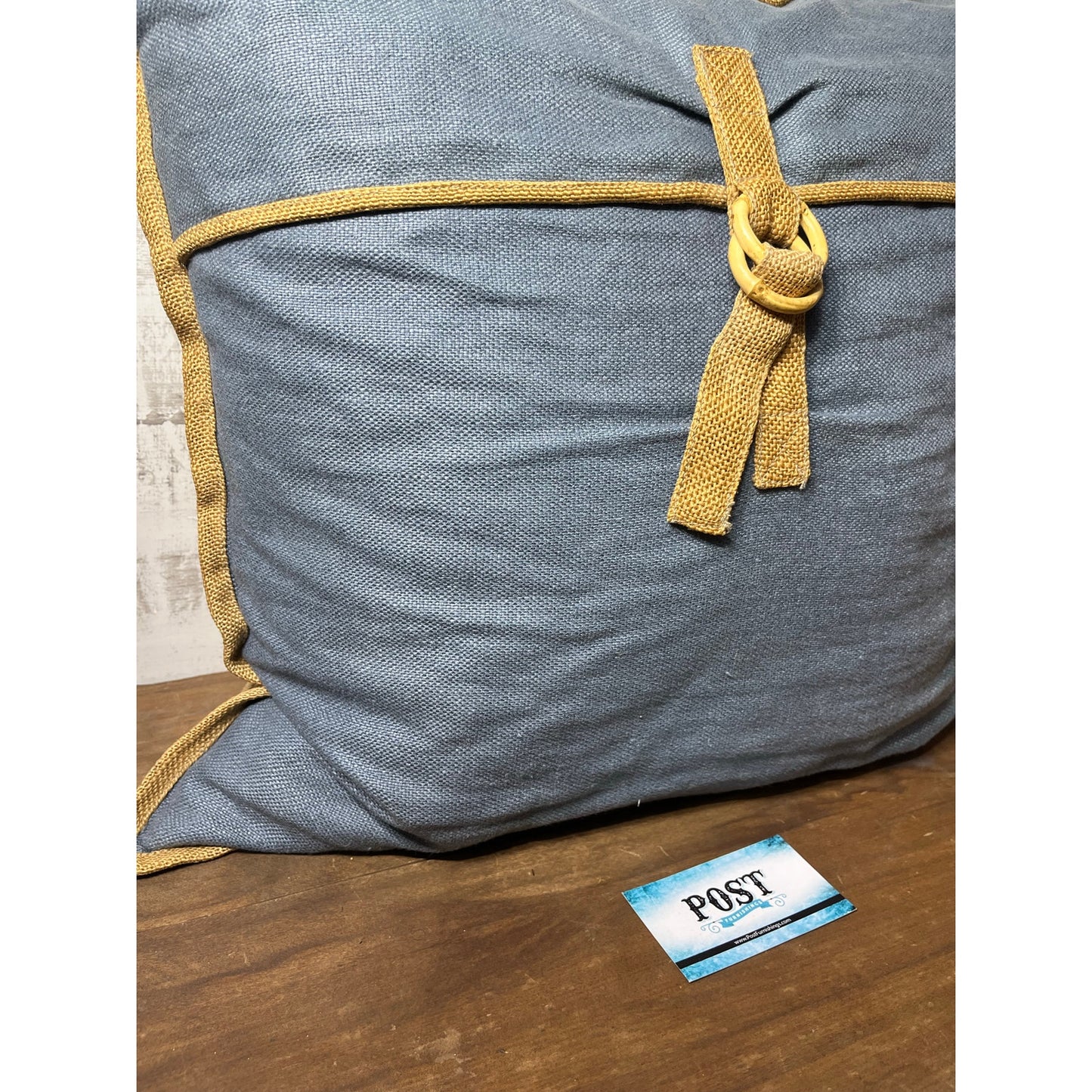 Blue And Burlap Decorative Throw Pillow