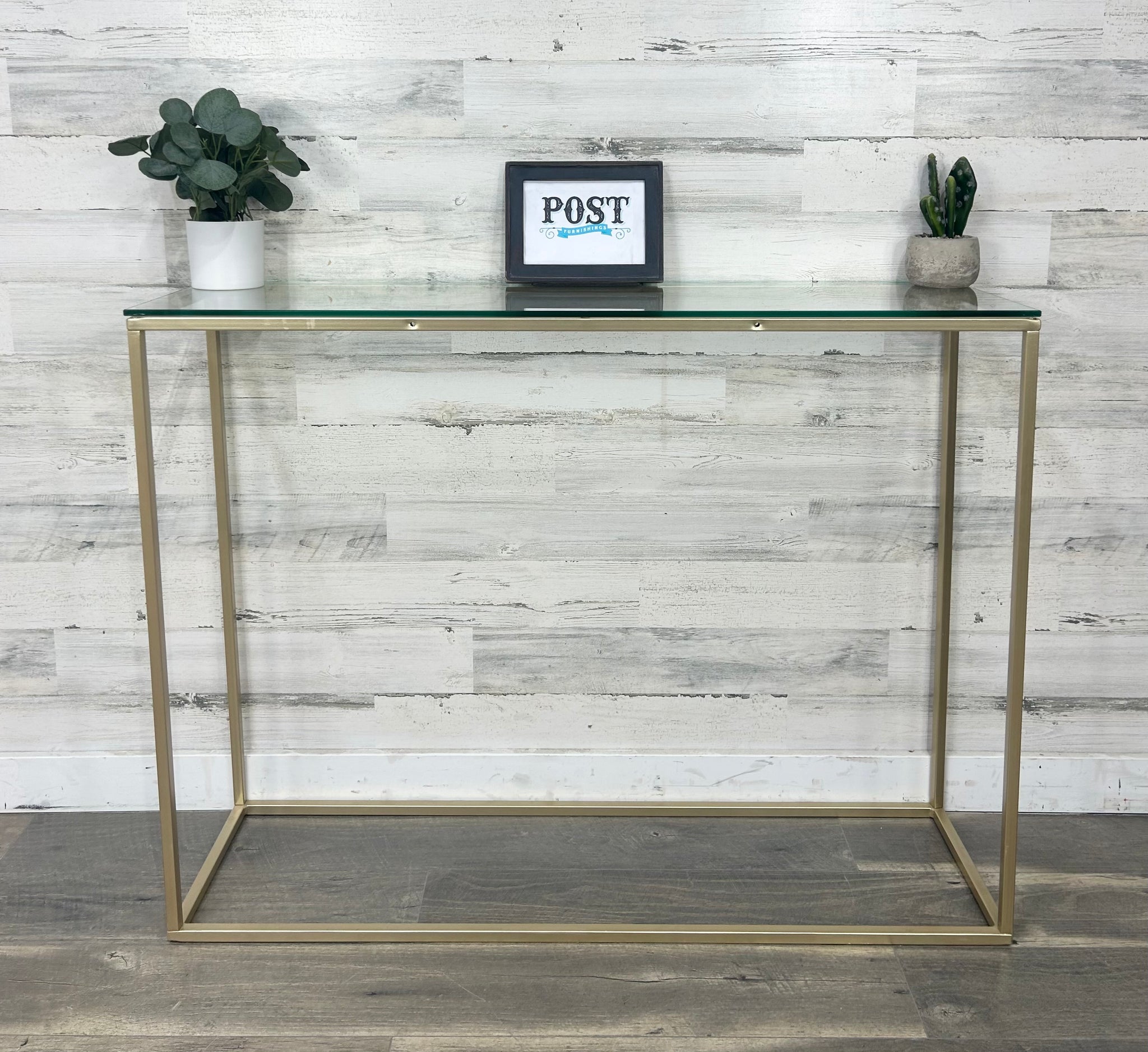 Gold Modern Glass Entryway/ Sofa Table