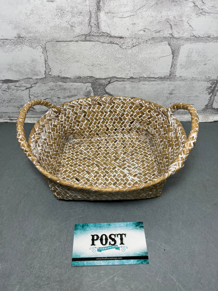 Whitewash Oval Tub Basket