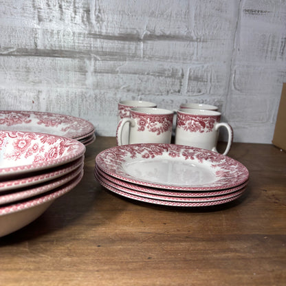 Spode Delamere Cranberry Dish Set Of 16