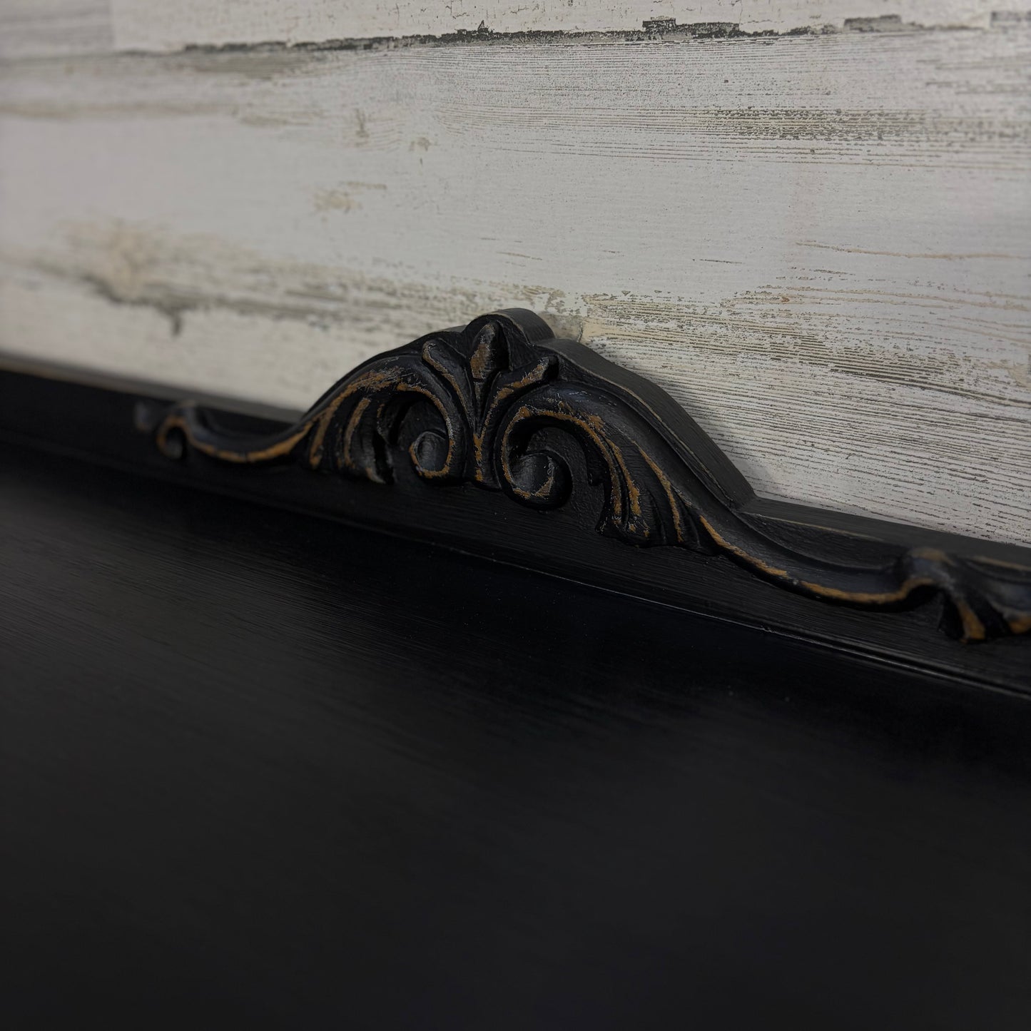 Low Antique Black Buffet