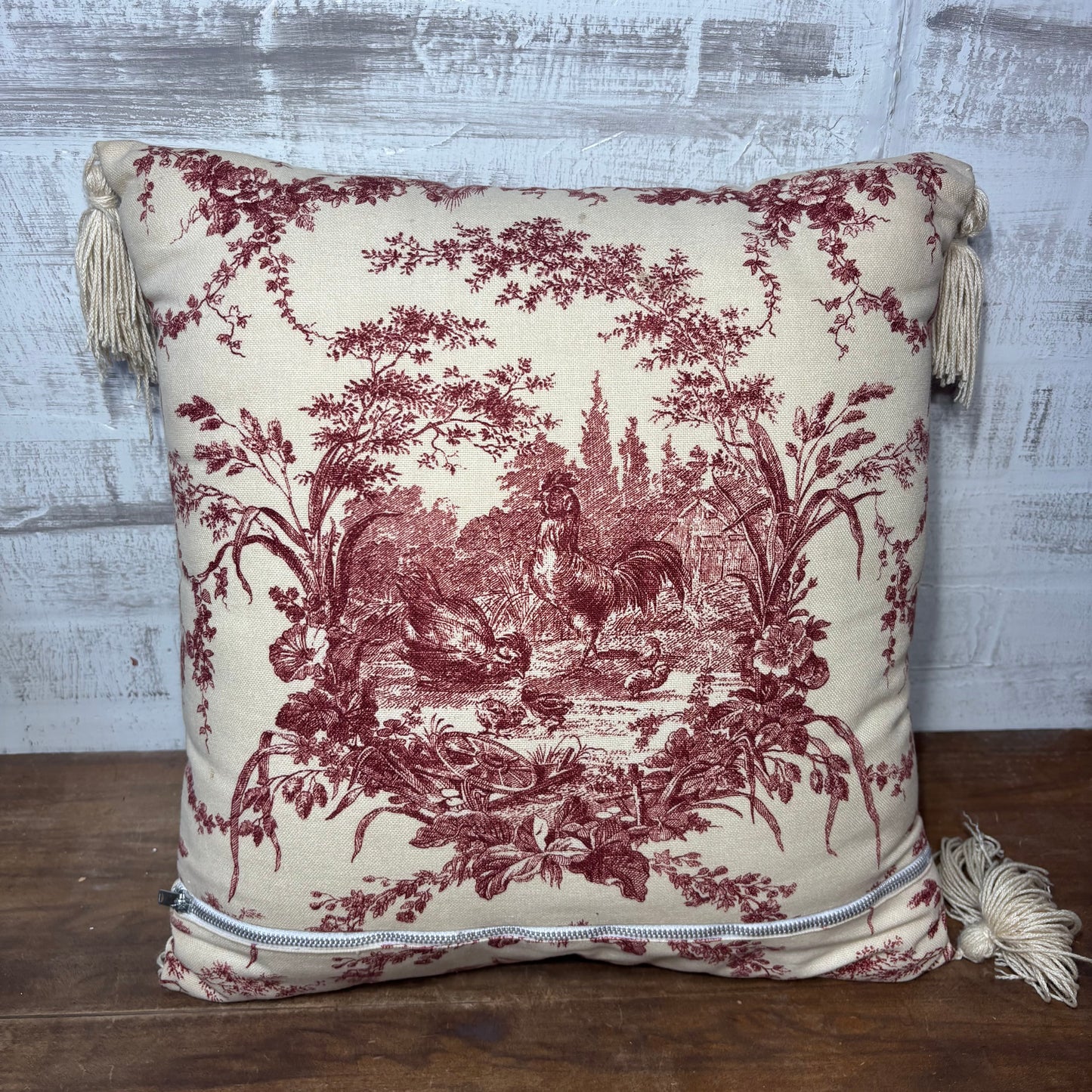 Country Red Rooster Throw Pillow