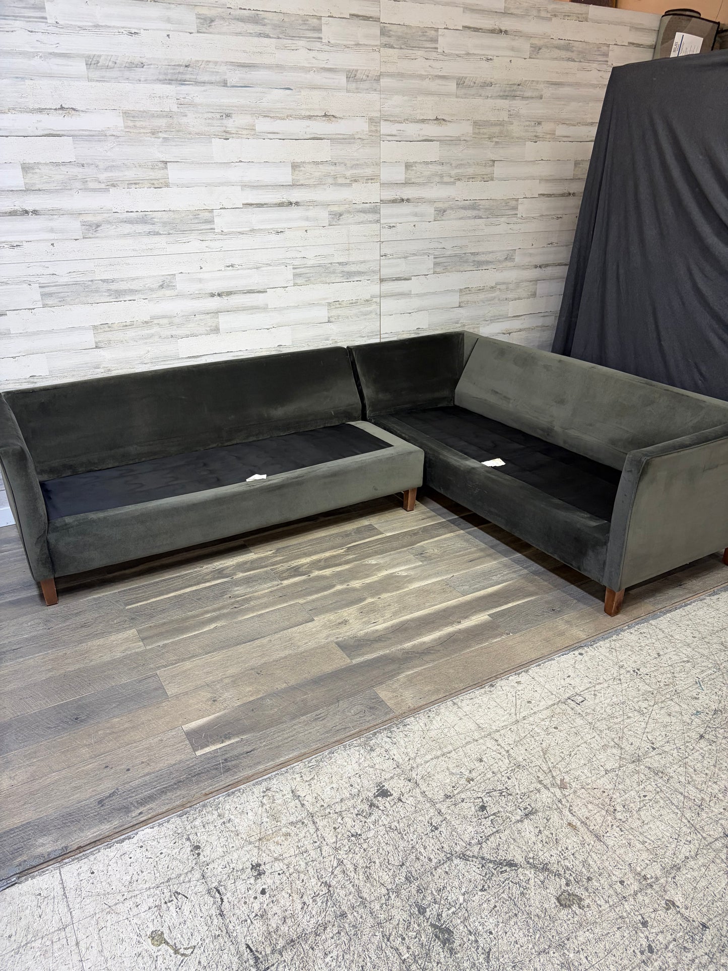 Dark Green 2pc Sectional Modern Couch