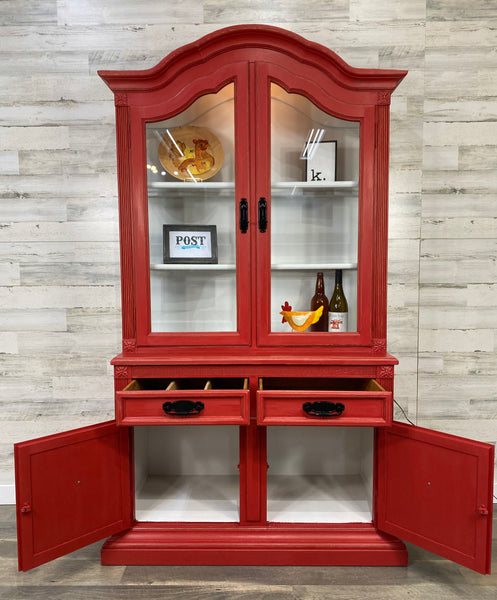 Farmhouse Red China Hutch