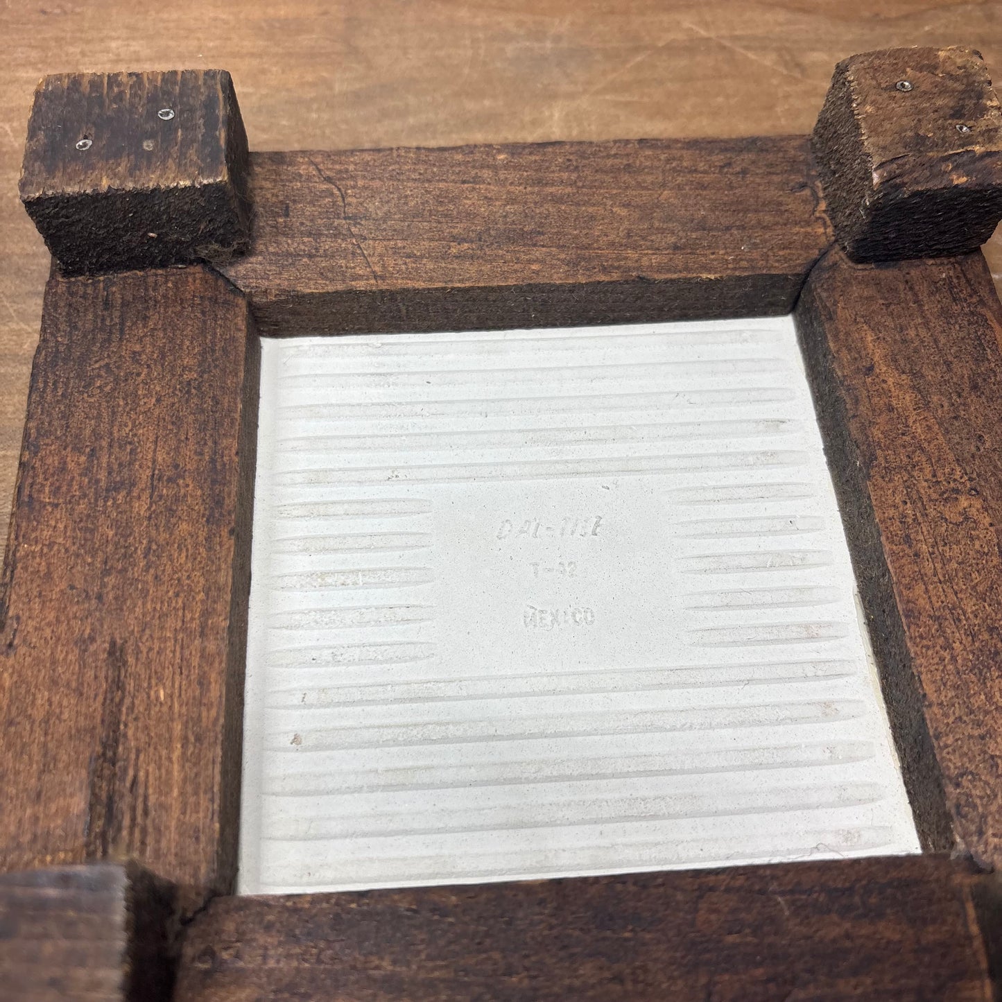 Vintage Square Red Tile Wooden Trivet
