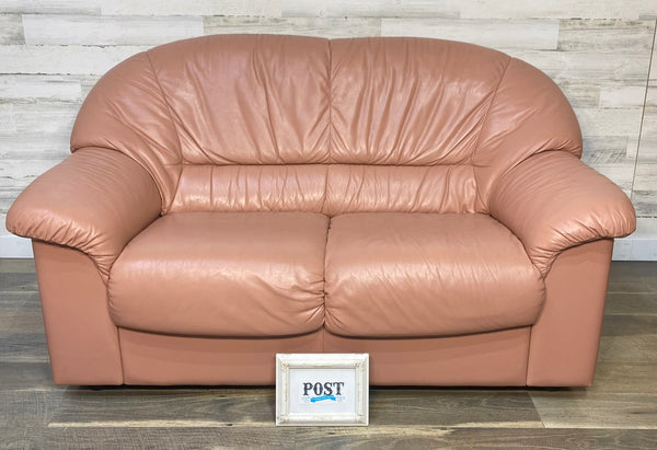 Pink Italian Leather Natuzzi Loveseat